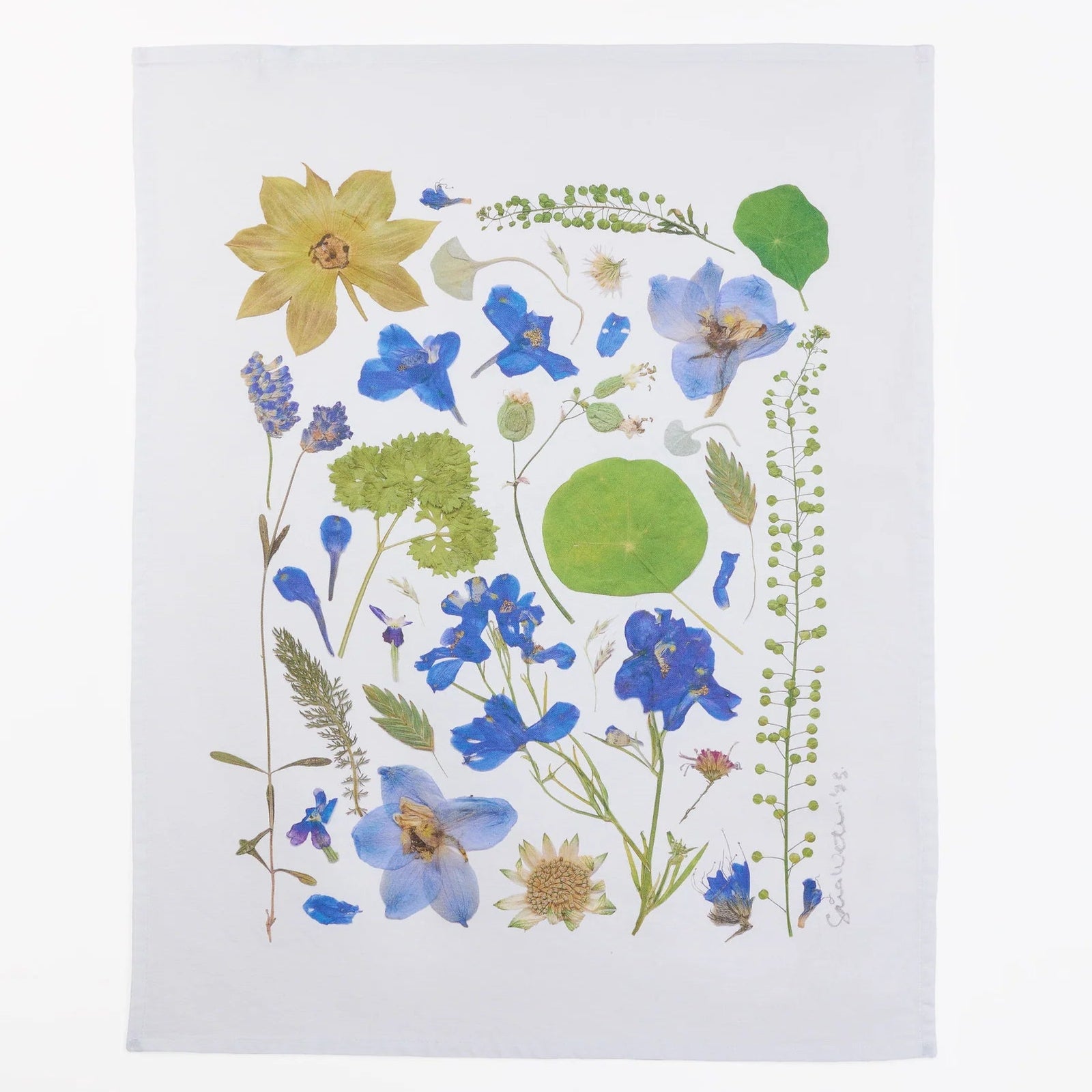 Pressed Flower Tea Towel - Spring