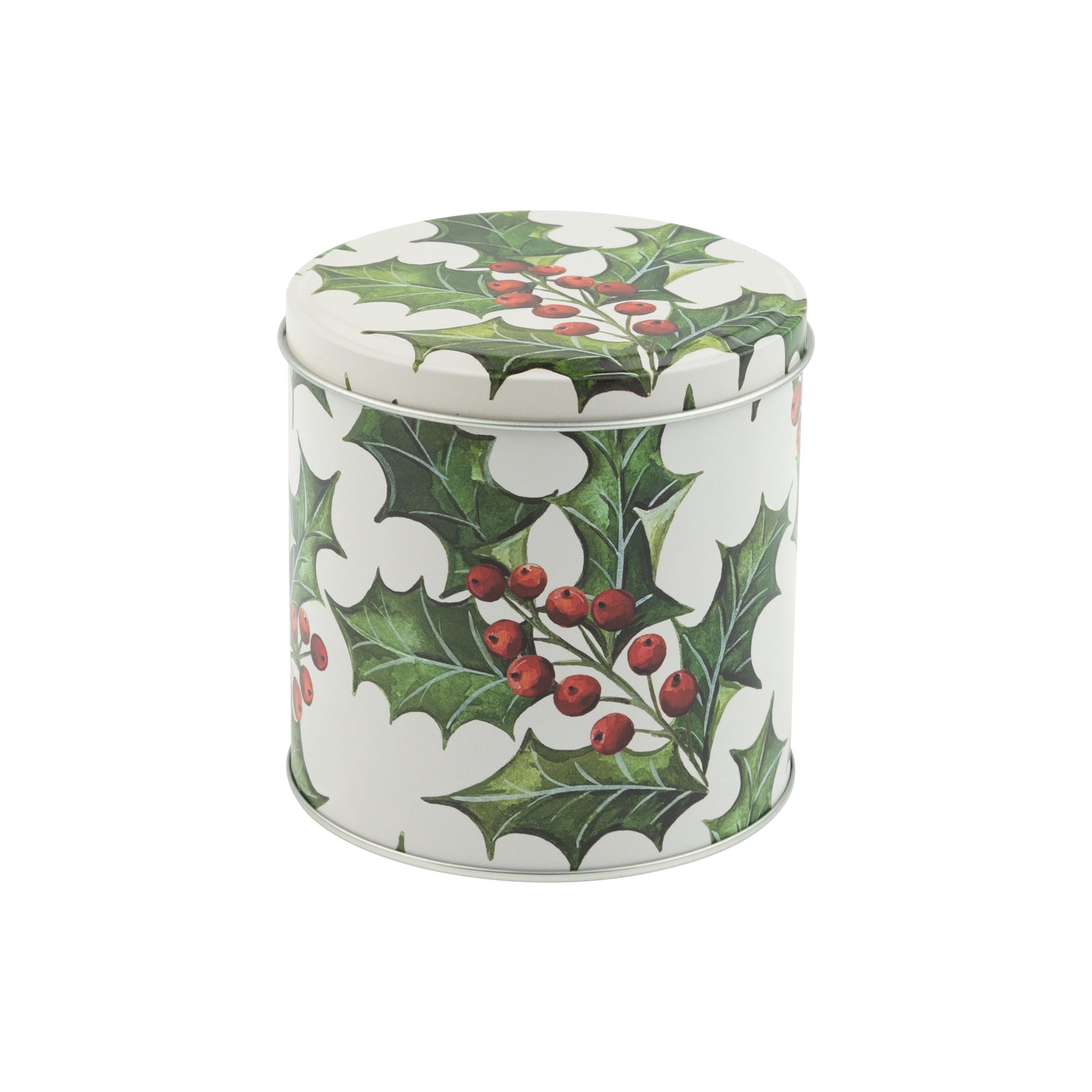 Holly Printted Tin Lidded Cookie Container - Small