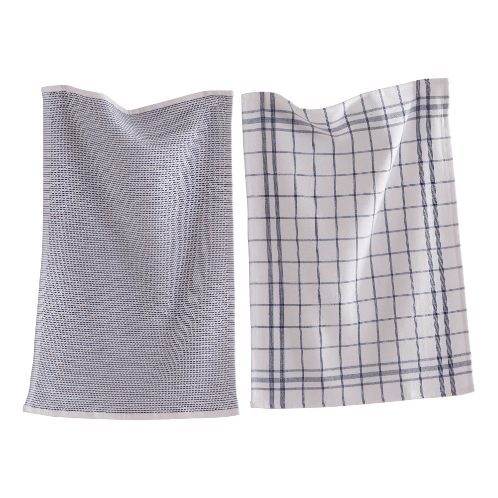 Blue & White Classic Terry Dishtowel Set | Putti Fine Furnishings 