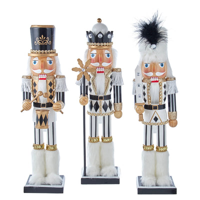 Black and White Wooden Nutcracker | Putti Christmas Decorations