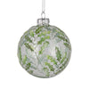 Holly Green Print Glass Ball Ornament