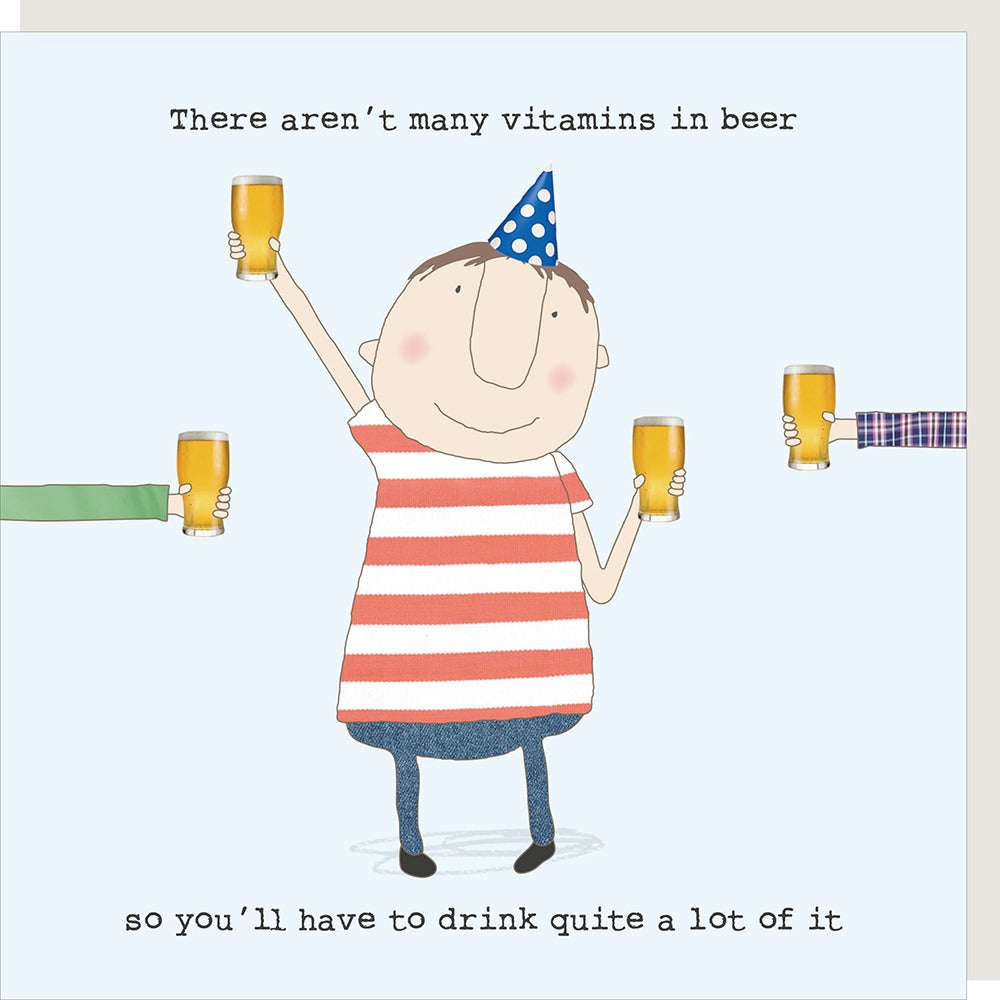 Rosie Made a Thing Greeting Card - Beer Vitamins