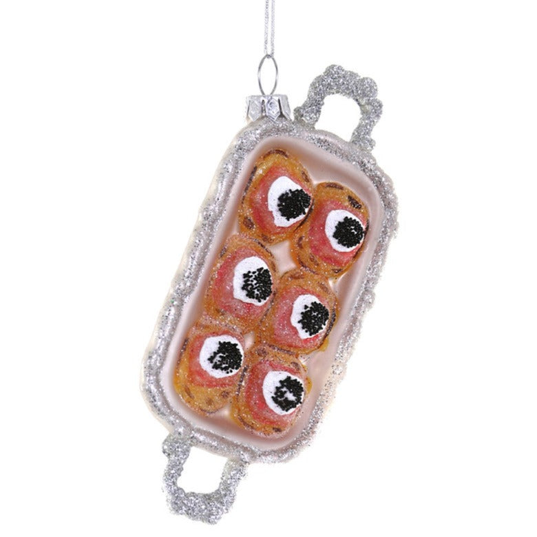 Cody Foster Canapes on Silver Tray Glass Ornament  | Putti Christmas Decorations 