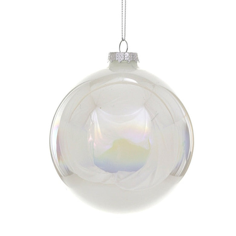 Cody Foster Iridescent White Glass Ball Ornament