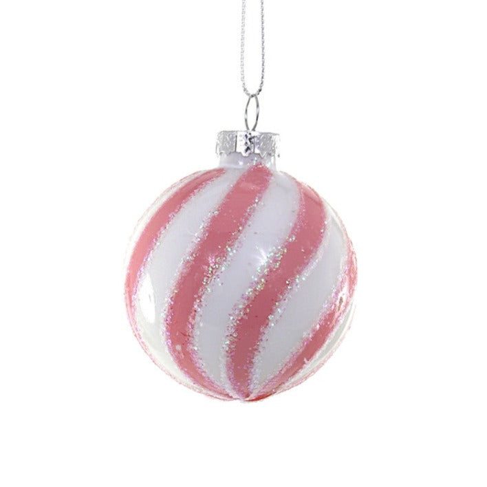 Cody Foster Bright Pink Swirl Glass Ball Ornament | Putti Christmas Decorations 