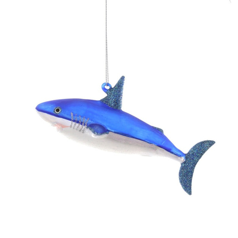 Blue Shark Glass Ornament  | Putti Christmas Canada 