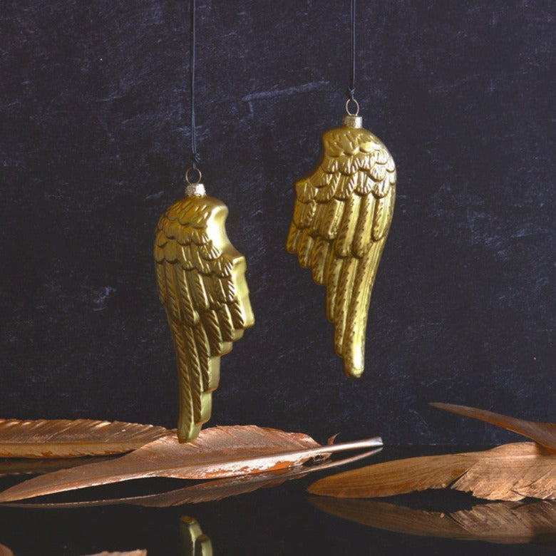 Cody Foster Gold Baroque Angel Wing Glass Ornament | Putti Christmas Decorations 