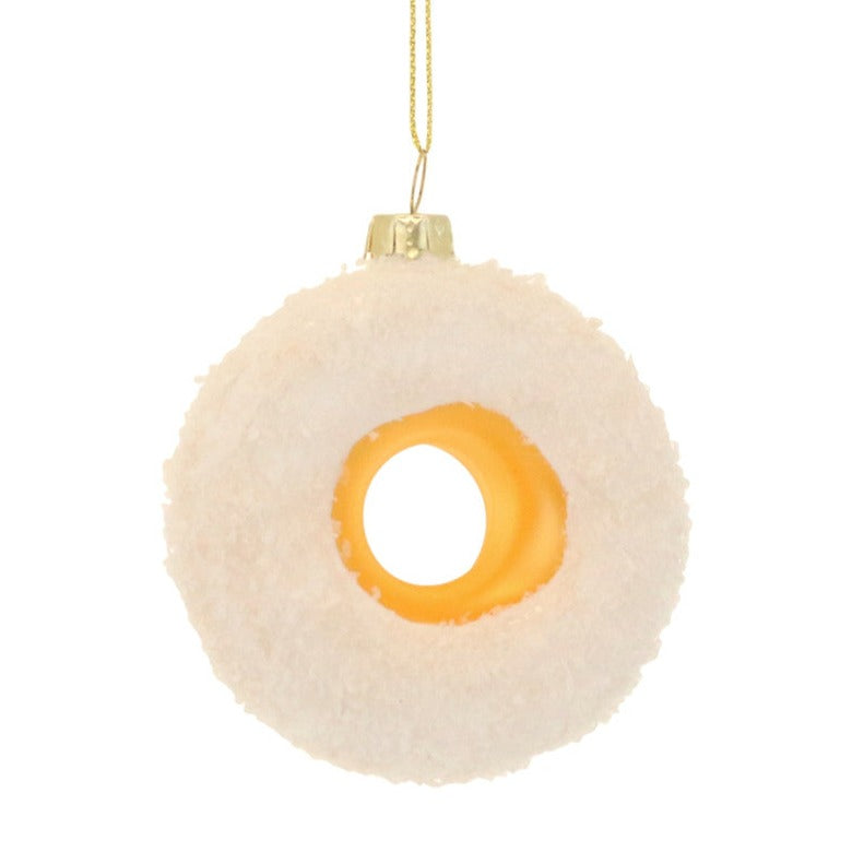 Cody Foster Shredded Coconut Donut Glass Ornament | Putti Christmas Decorations 