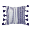 Navy Stripe Tassel Square Indoor/Outdoor Pillow | Putti Fine Furnishings