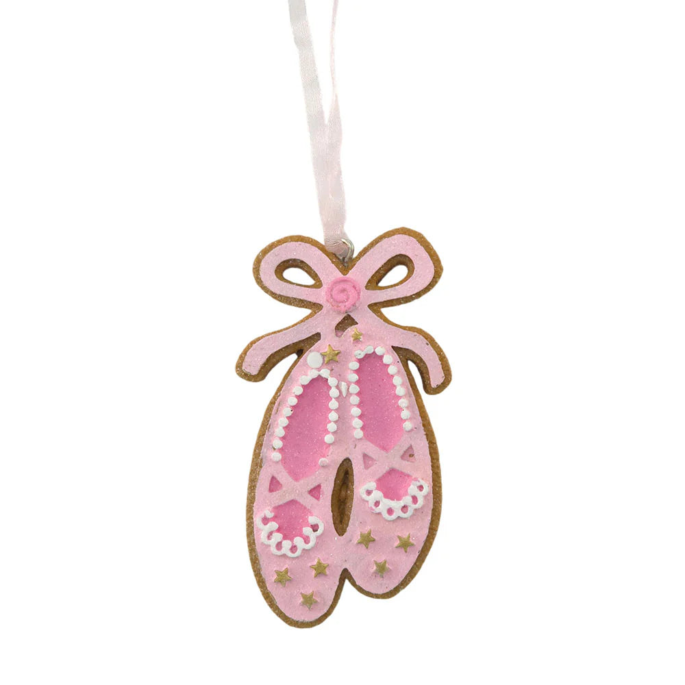 Pink Gingerbread Ballet Slippers Ornament