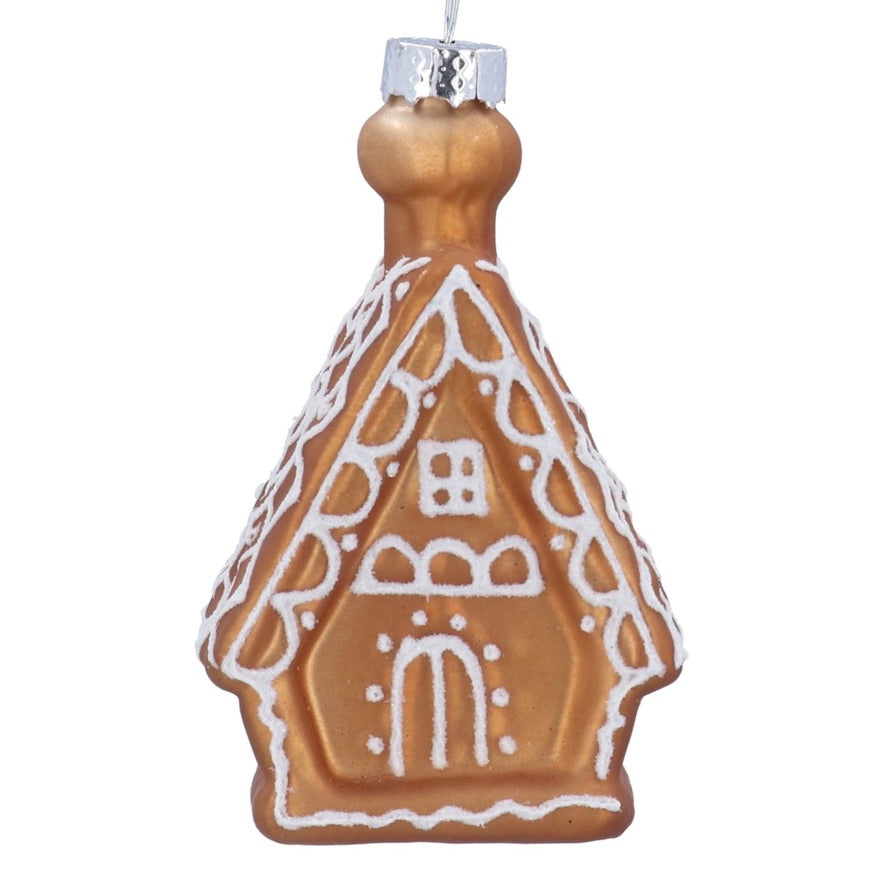 Gisela Graham Small Gingerbread House Glass Ornament | Putti Christmas Decorations 