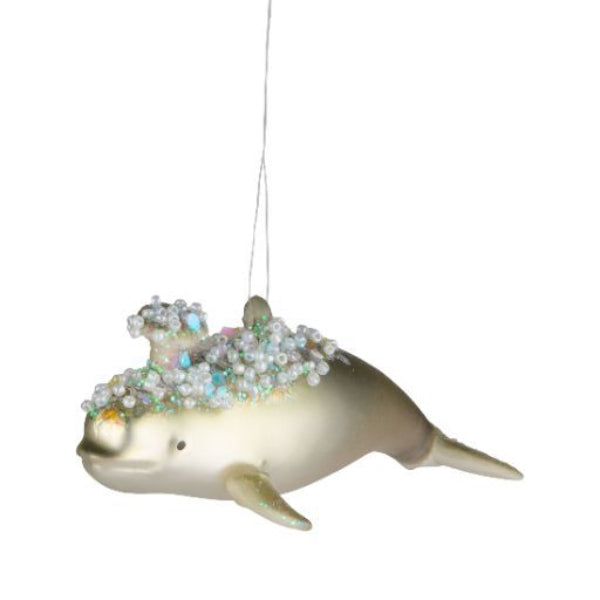 Glass Beluga Whale Ornament | Putti Christmas Decorations