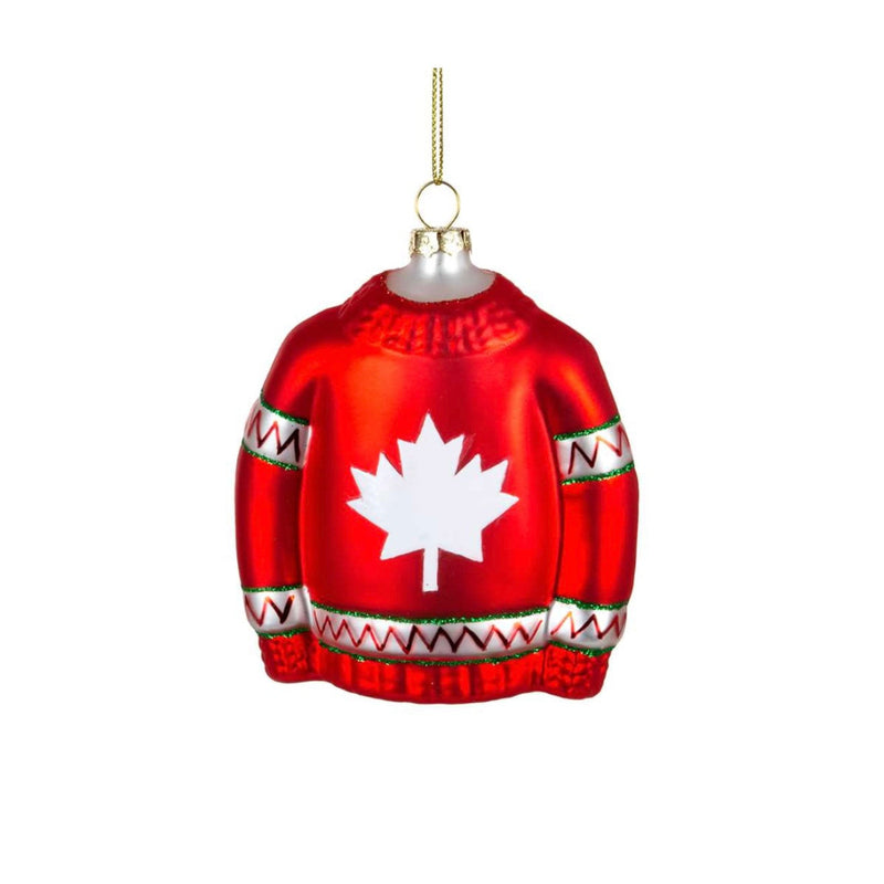 Glass Sweater with Maple Leaf Ornament | Putti Christmas Decorations 