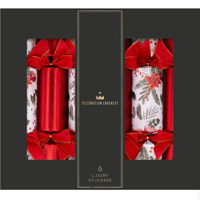 Glitter Poinsettia 13" Crackers | Putti Christmas Decorations