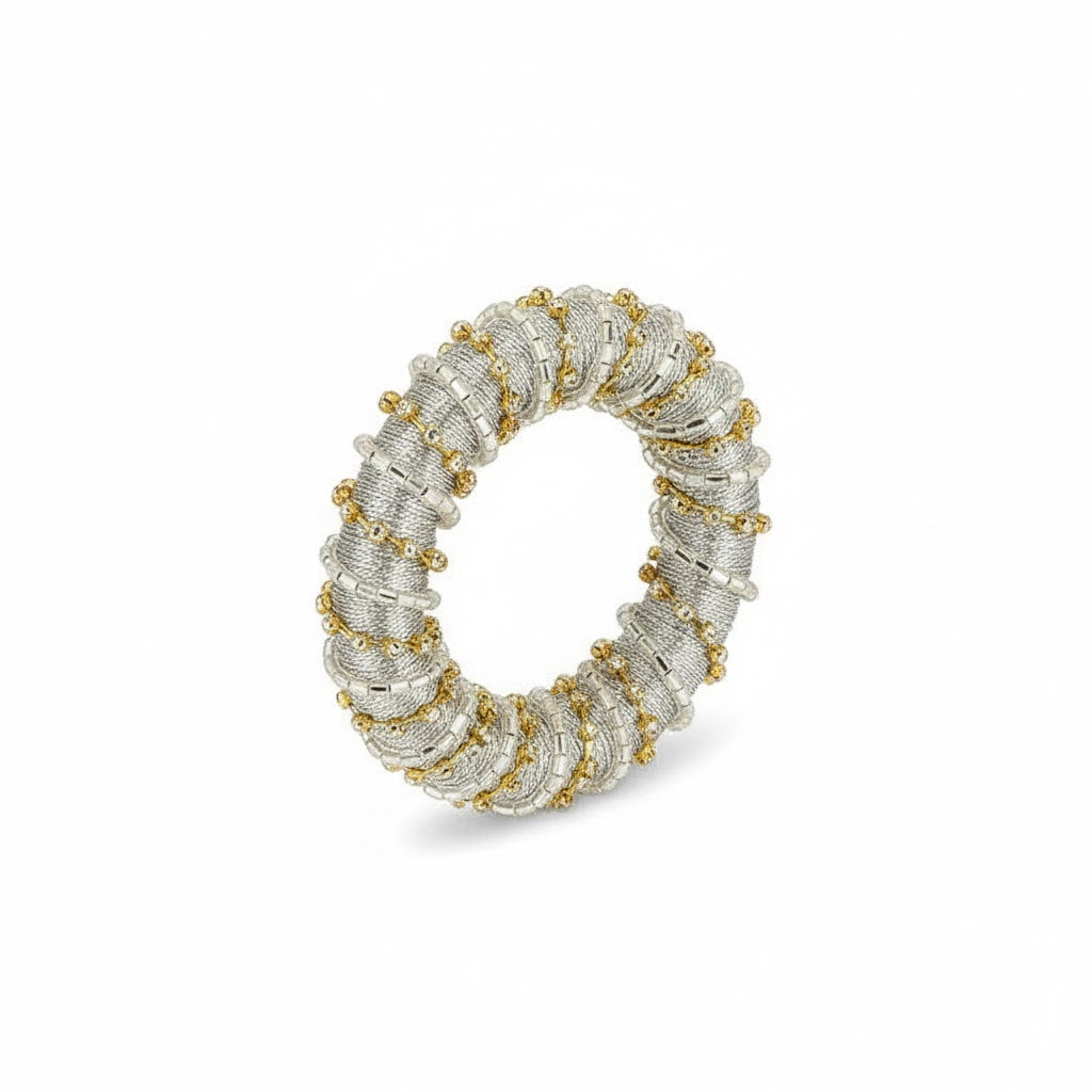 Gold Bead & Ribbon Wrap Napkin Ring  | Putti Christmas Celebrations