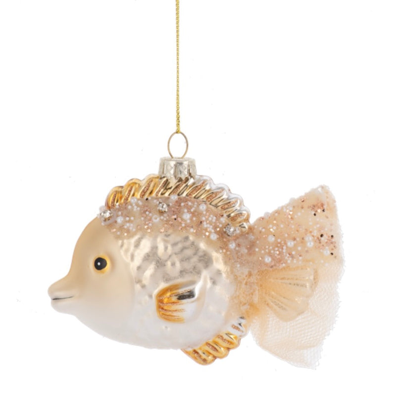 Gold Jeweled Glass Fish Ornament | Putti Christmas 