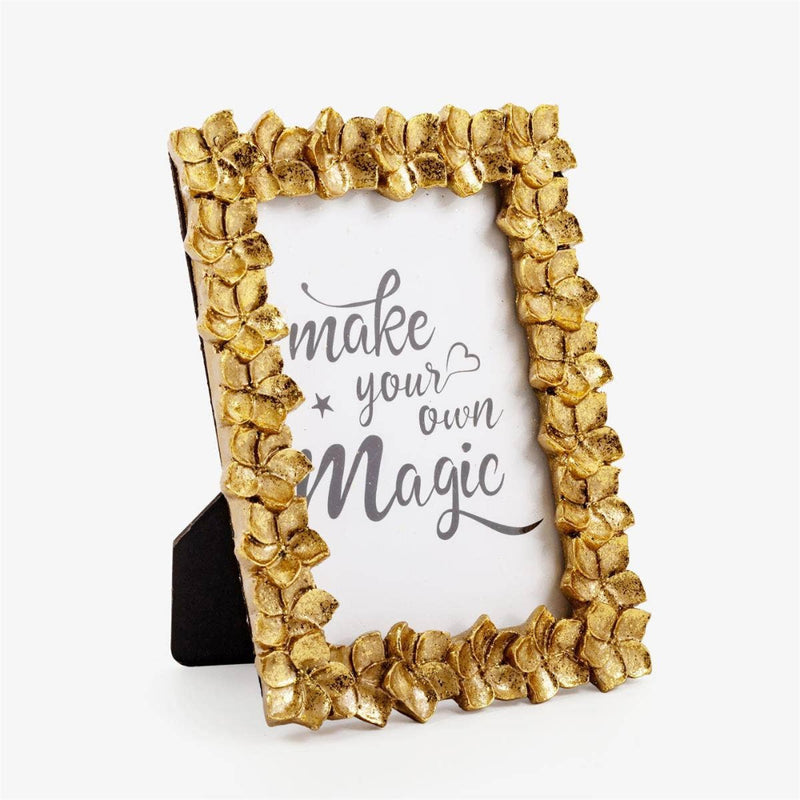 Gold Resin Flower Photo Frame