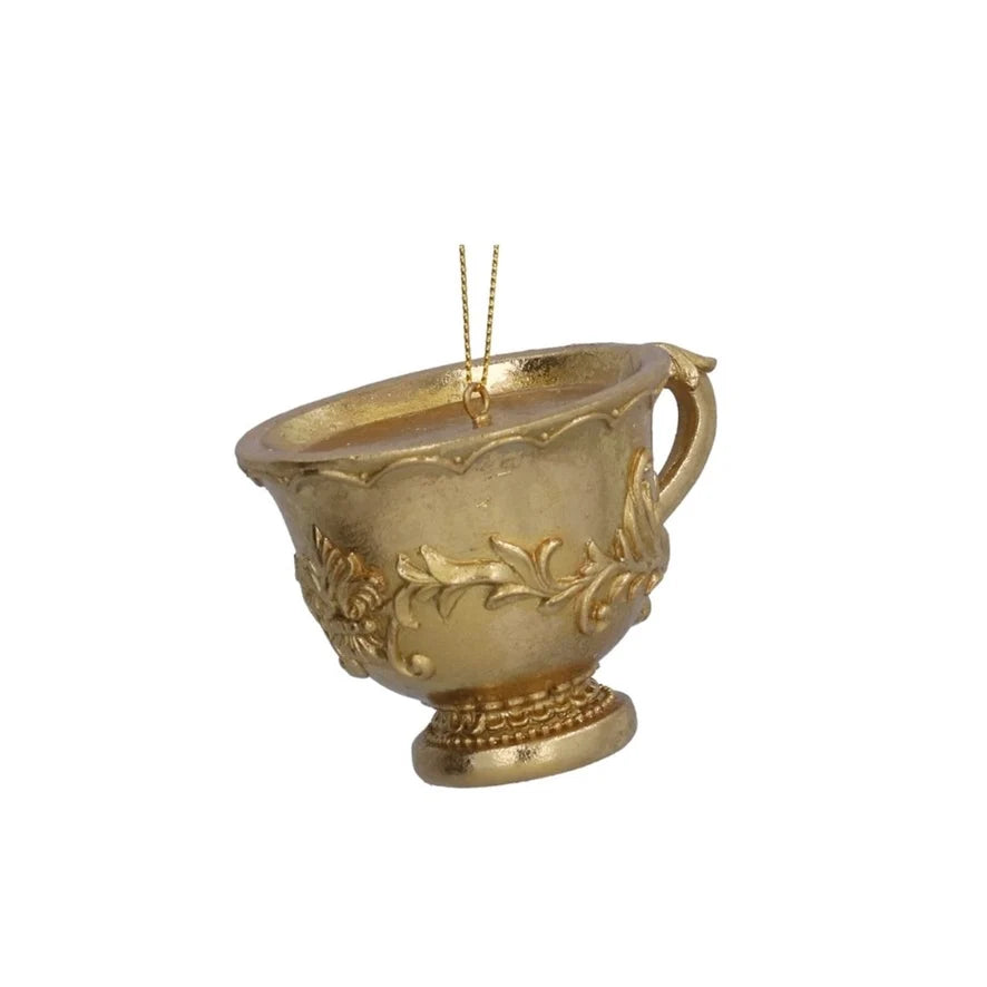 Gold Resin Tea Cup Ornament | Putti Christmas  Decorations 