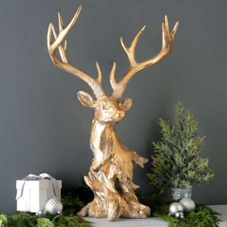 Gold Stag Head | Putti Christmas Decorations