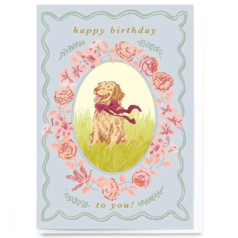 Golden Retriever Floral Happy Birthday Greeting Card | Putti Celebrations 