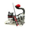 Grey Cat with Tartan ScarfGlass Ornament | Putti Christmas Decorations