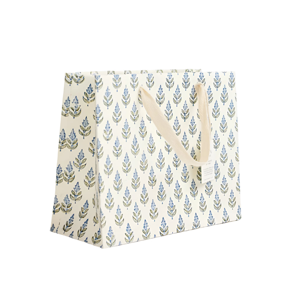 Hand Block Printed Gift Bags Blue Stone - Small | Putti Fine Furnishings