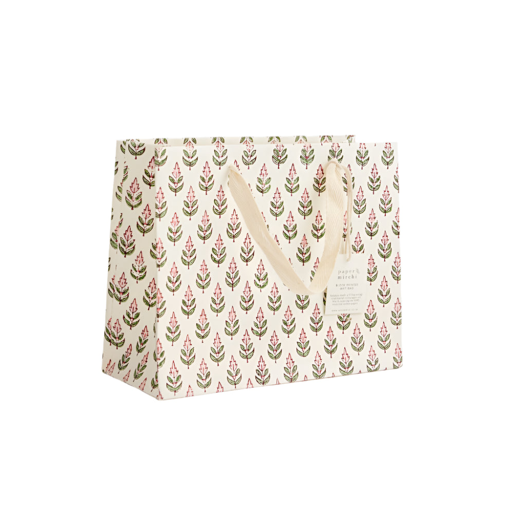 Hand Block Printed Gift Bags Blush - Medium | Putti Fine Furnishings
