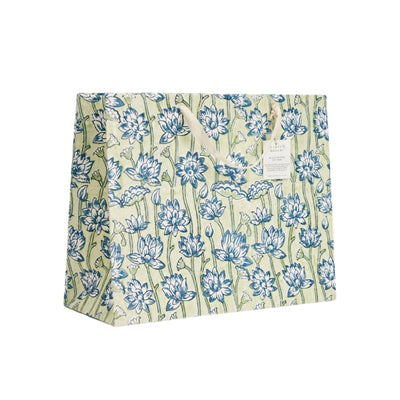 Hand Block Printed Gift Bags Indigo - Large | Putti Fine Furnishings