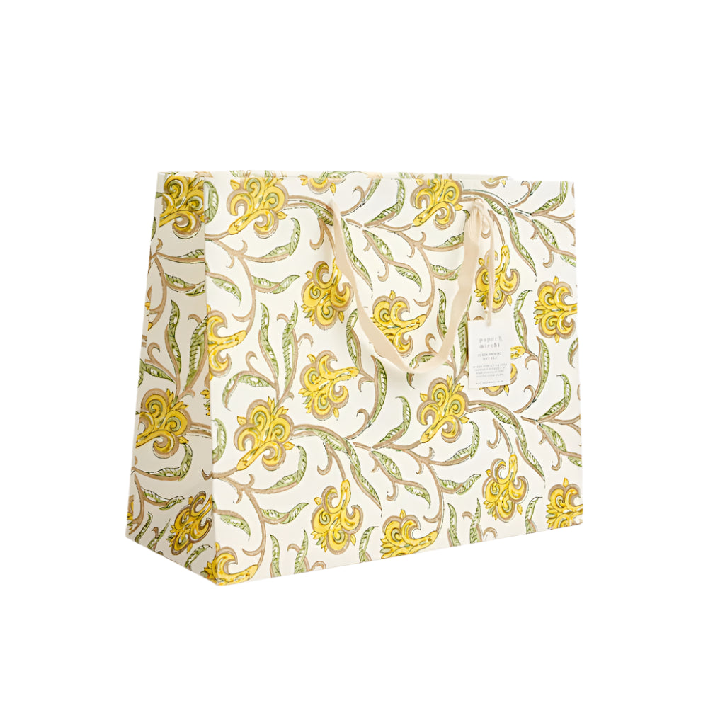 Hand Block Printed Gift Bags Sunshine - Large | Putti Fine Furnishings
