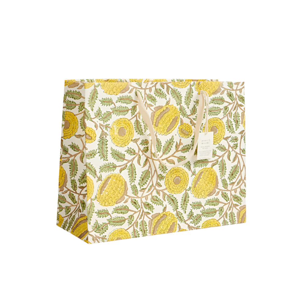 Hand Block Printed Gift Bags Sunshine - Large | Putti Fine Furnishings