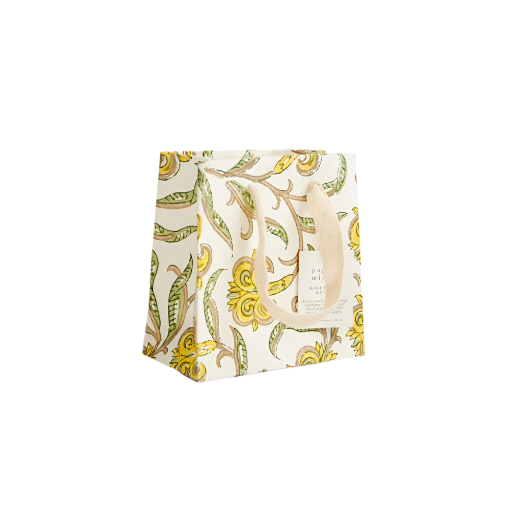 Hand Block Printed Gift Bags Sunshine - Small | Putti Fine Furnishings
