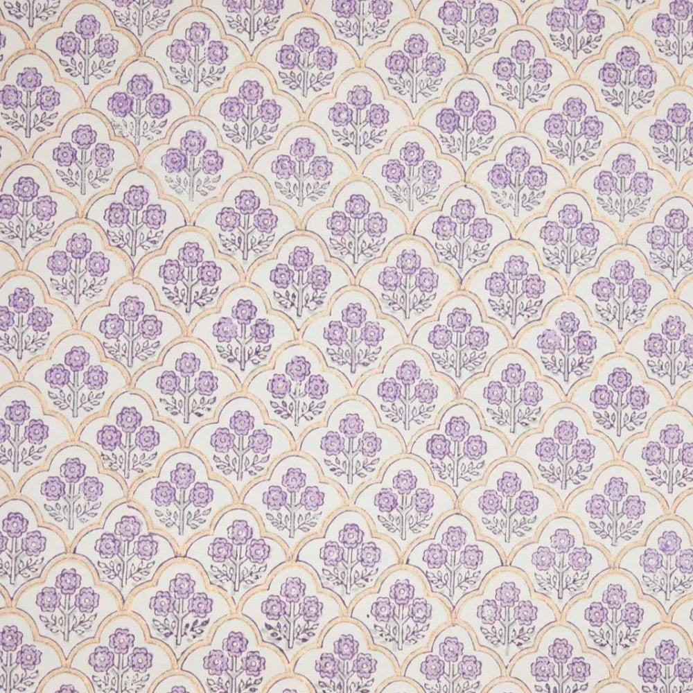 Hand Block Printed Wrapping Paper Sheet- Trellis Lavender | Putti Fine Furnishings 