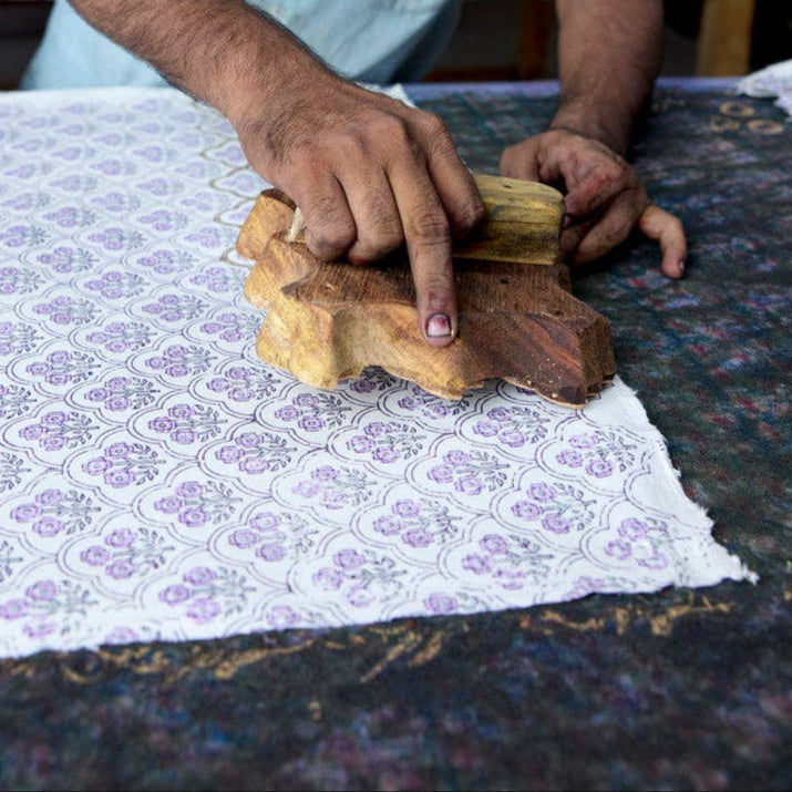 Hand Block Printed Wrapping Paper Sheet- Trellis Lavender | Putti Fine Furnishings