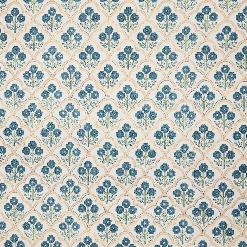 Hand Block Printed Wrapping Paper Sheets - Trellis Indigo