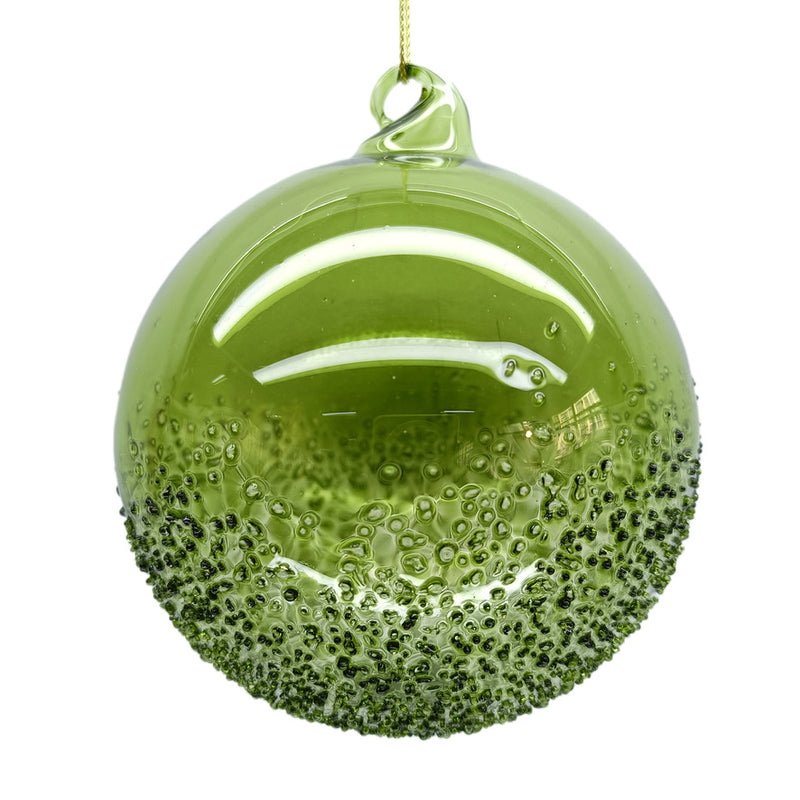 Handblown Clear Green Glass Ball Ornament | Putti Christmas Decorations