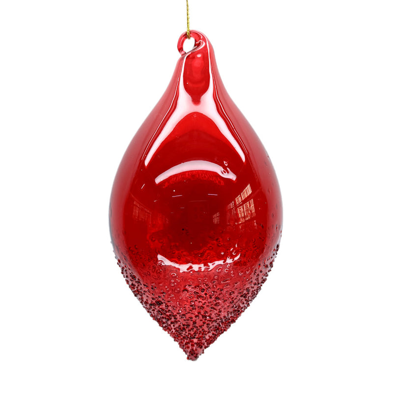 Handblown Clear Red Glass Double Point Ornament | Putti Christmas Decorations