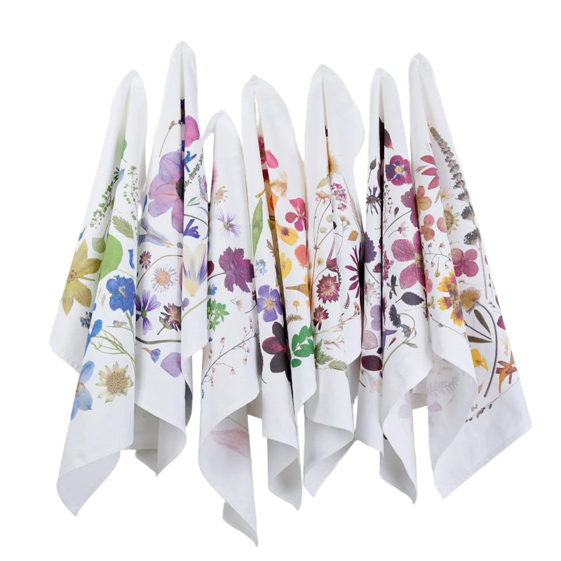 Pressed Flower Tea Towel - Purple Haze