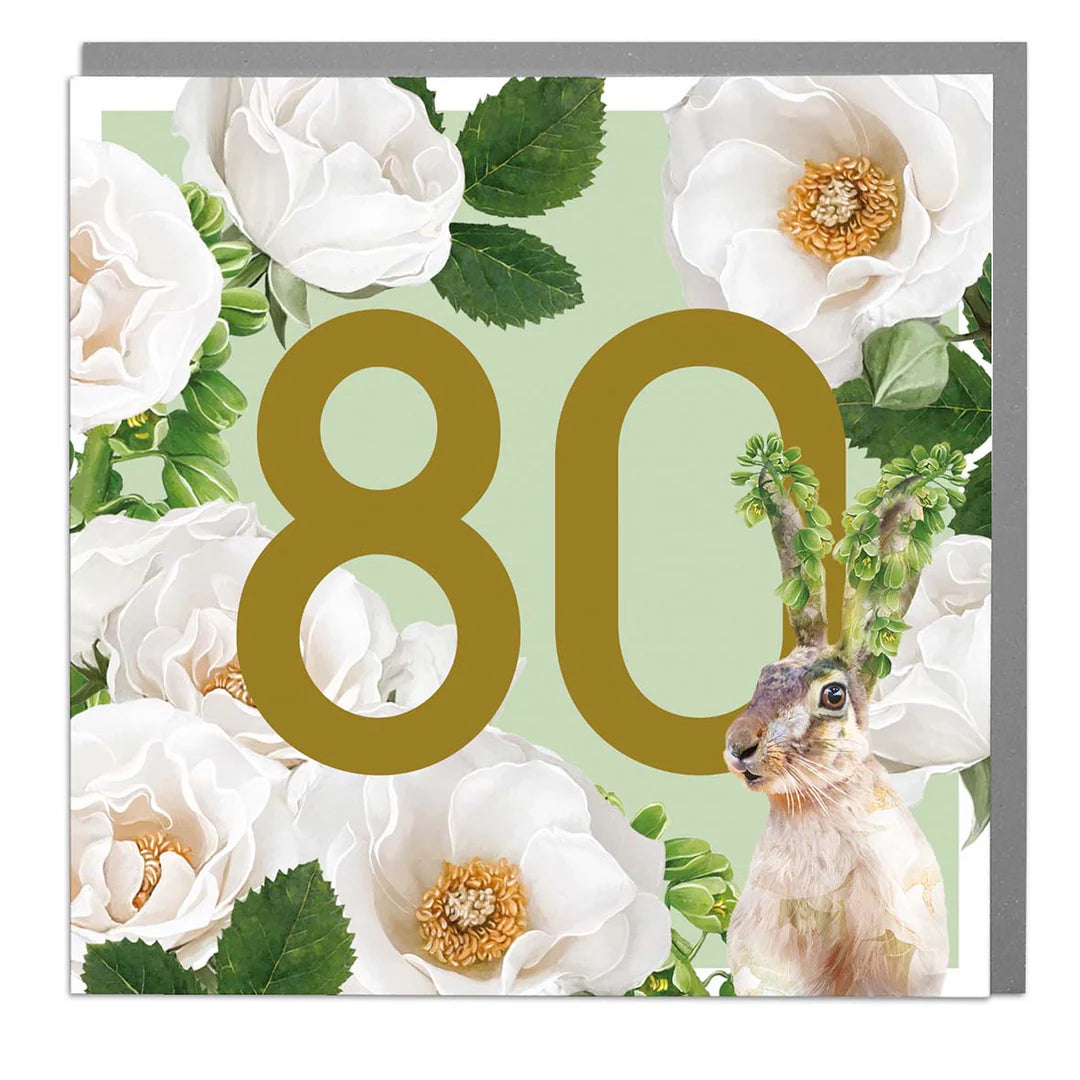 Hare "80" Greeting Card | Putti Celebrations 