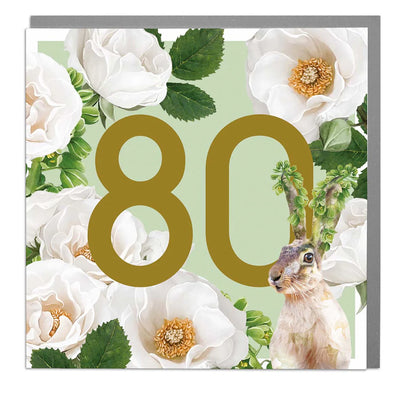Hare "80" Greeting Card | Putti Celebrations