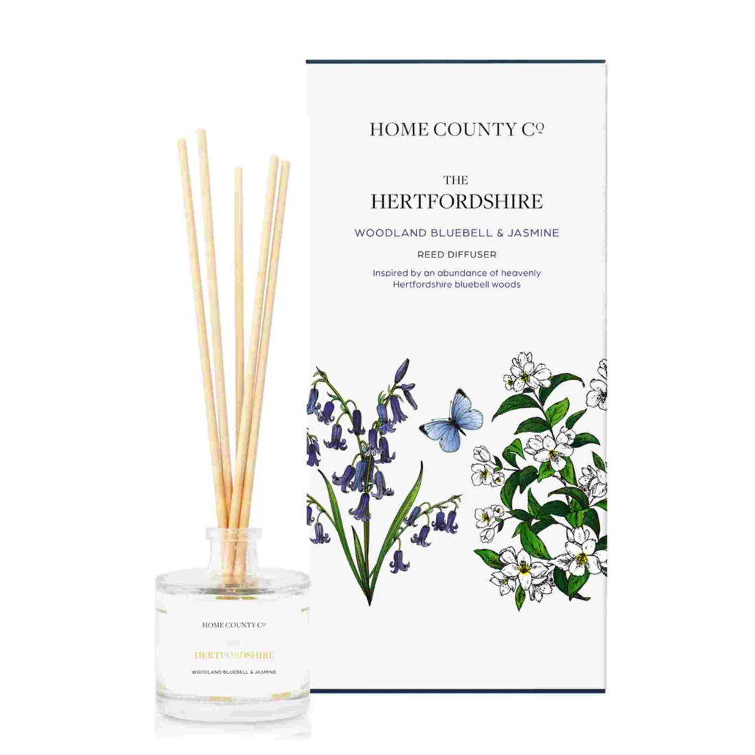 Home County Candles - The Hertfordshire - Woodland Bluebell and Jasmine Reed Diffuser | Putti 