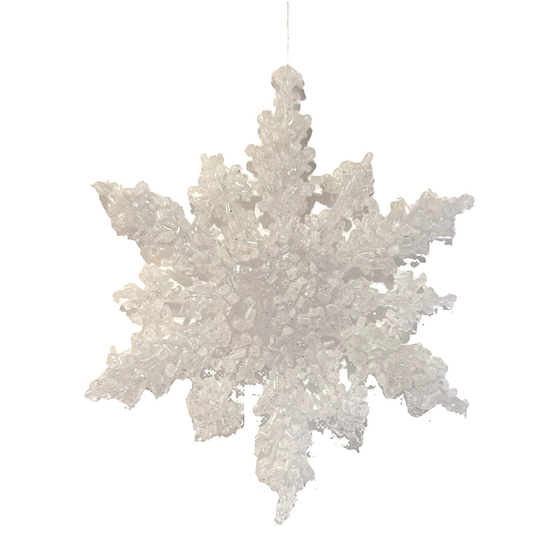 White Iced Plastic Snowflake Ornament