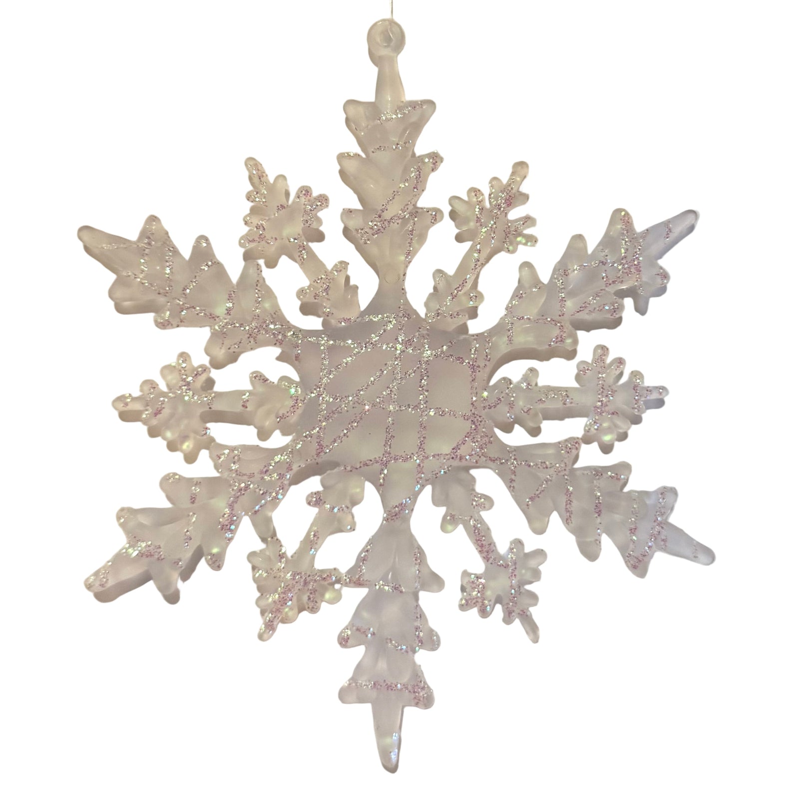 Iridescent Frosted Plastic Snowflake Ornament  | Putti Christmas Canada