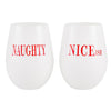 Naughty/Niceish Wine Glasses- Set of 2 | Putti Christmas Decor