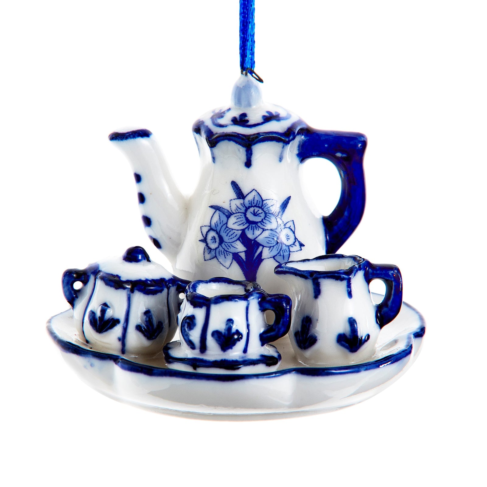 Kurt Adler Delft Blue Afternoon Tea Ornament