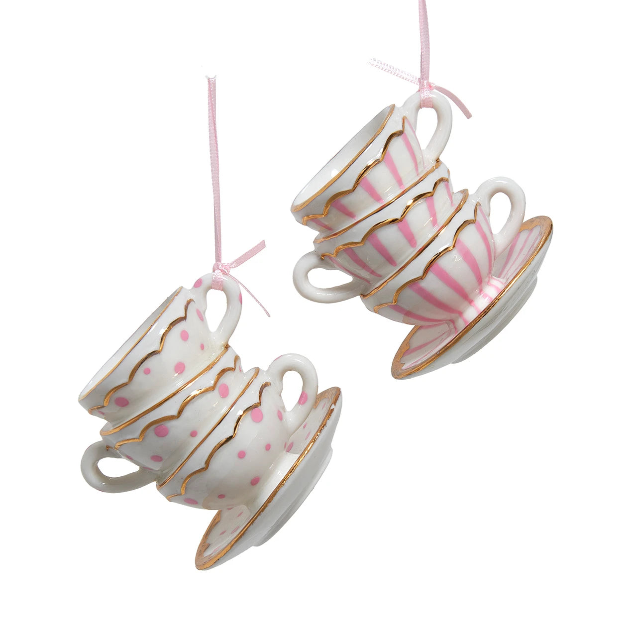 Stacked Teacups Porcelain Ornament