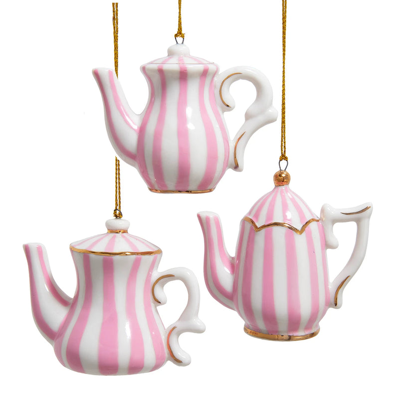 Striped Porcelain Teapot Ornament