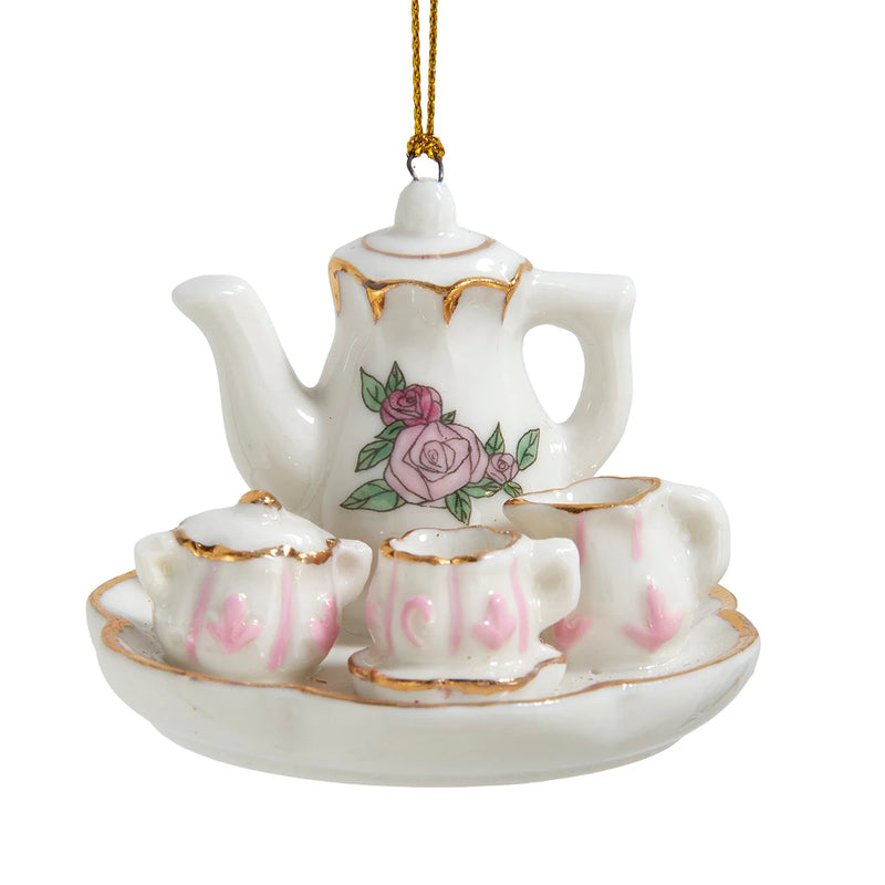 Pink Roses Porcelain Teatime Ornament