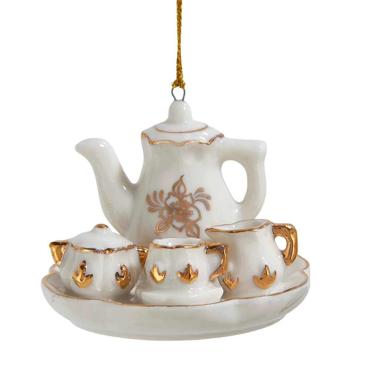 Gold & White Porcelain Teatime Ornament