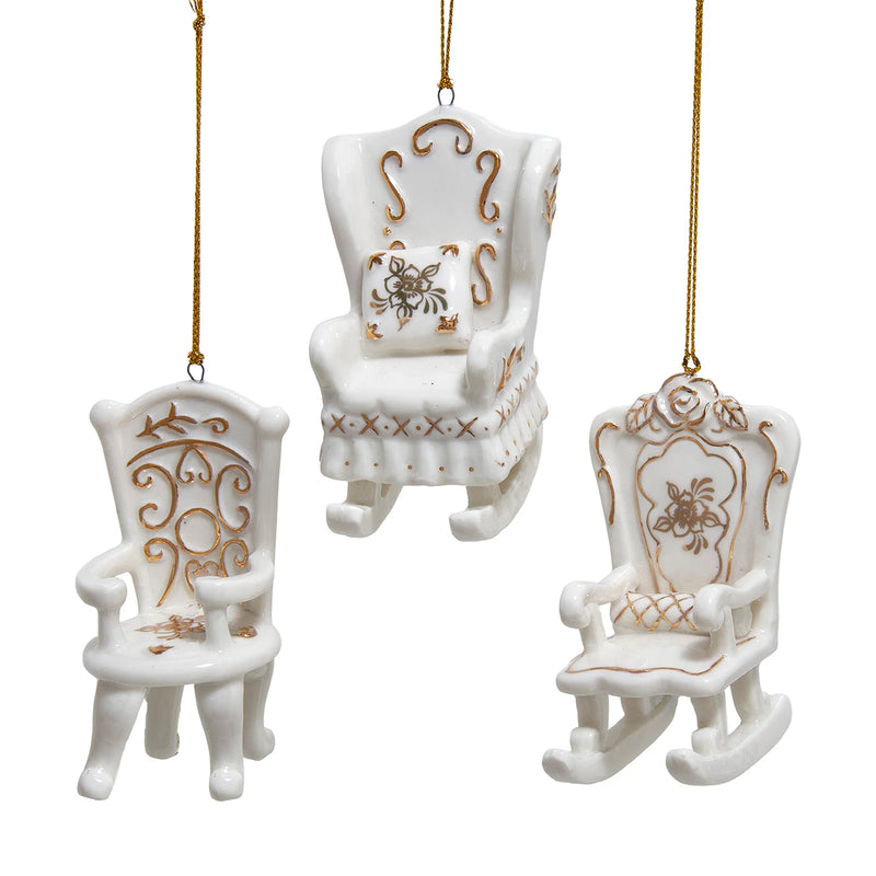 Gold & White Porcelain Chair Ornament