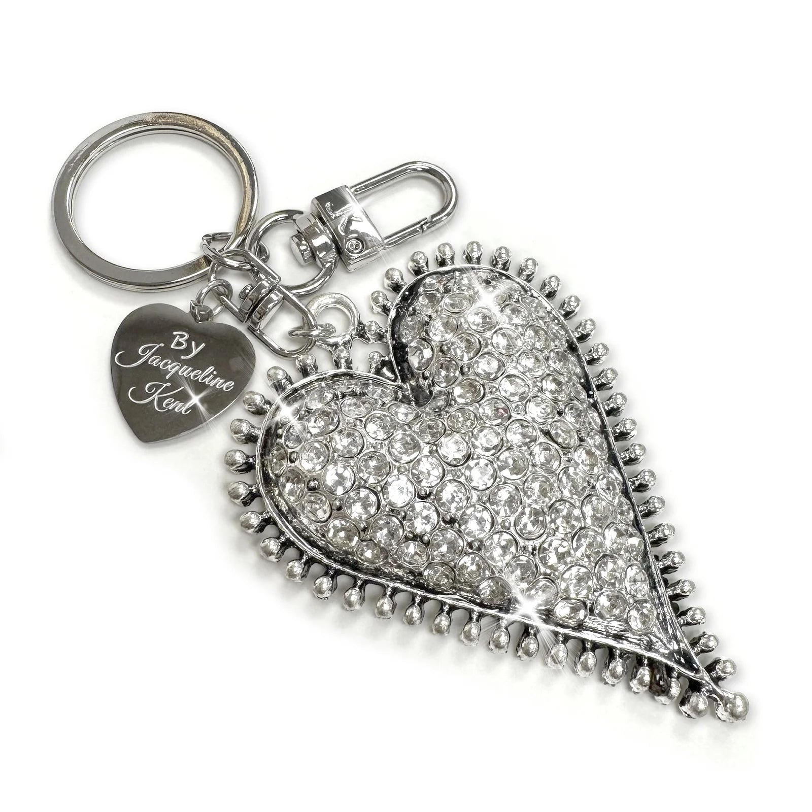 Jacqueline Kent Purse Charm Pave Silver Heart